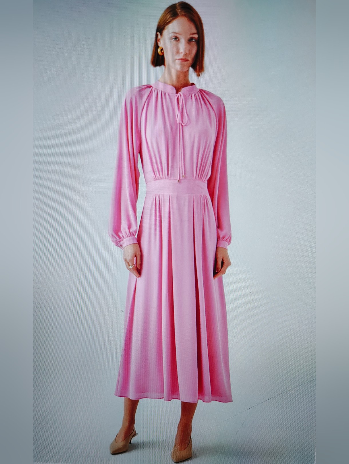 Nwt $385 Exquise Kairi Long Sleeve Chiffon Lilac Pink Midi Dress Sz 6